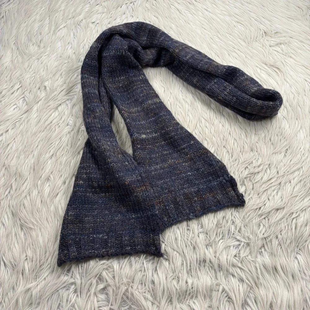 REI Men's Unisex Marled Blue Rolled Edge Skinny Scarf Hiking Gorpcore Preppy
